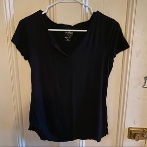 Basic Black Loose V Neck Tee
